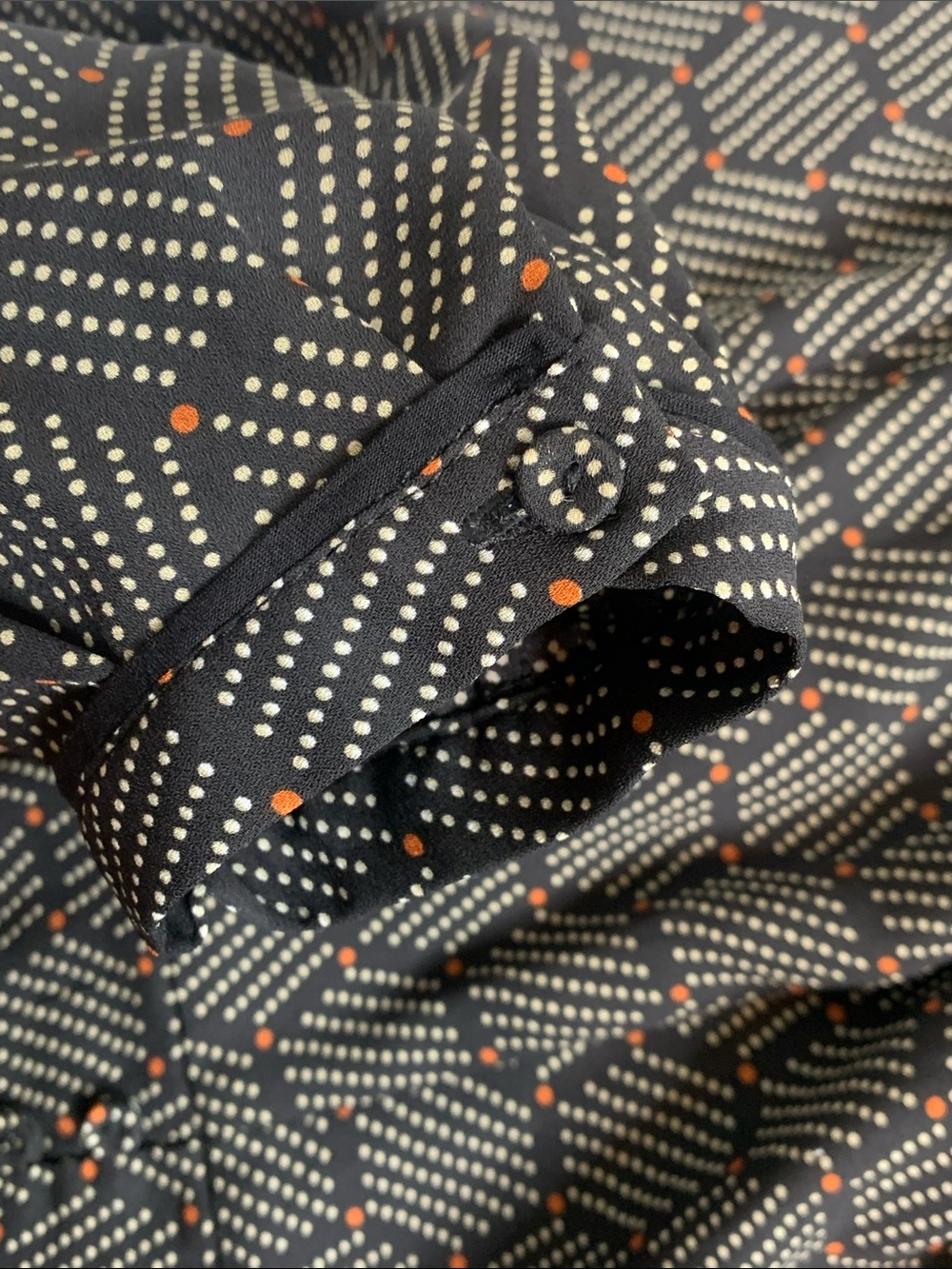 Anthropologie Harlyn Honeycomb Print Long-Sleeve Romper in Black & Cream - Picture 9 of 16